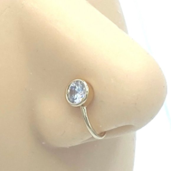 CZ Diamond 24 KT Gold Plated Nose Cuff Fake Nose Rings No Piercing Jewelry - Picture 1 of 5